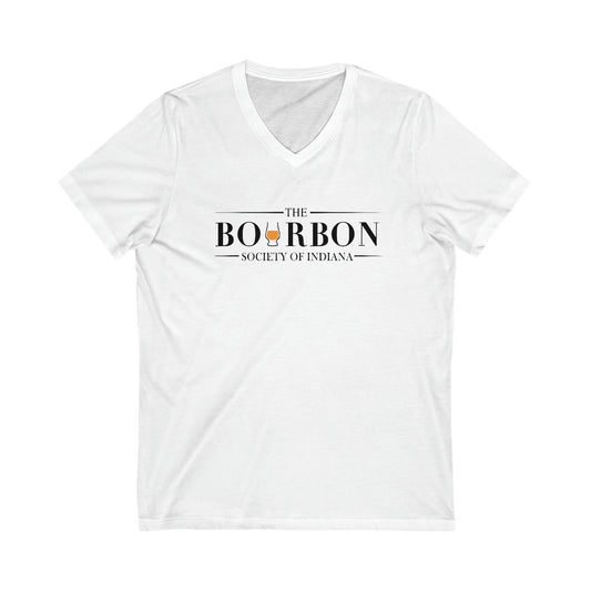 Bourbon Society White Unisex Jersey Short Sleeve V-Neck Tee